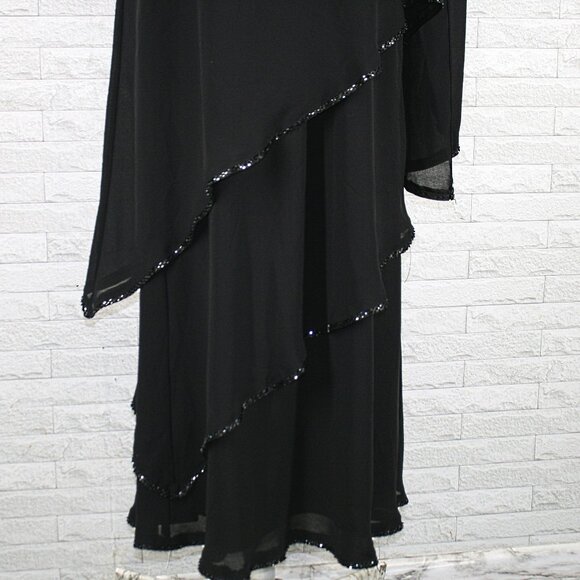 JEFFREY & DORA EVENINGS Gown Dress Sheer Formal Chiffon Shawl Black 2 Piece  10 - Picture 4 of 16